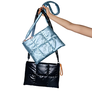 Sac à bandoulière pour ordinateur portable moderne et rembourré en polyester bleu et noir avec design protecteur pour ordinateurs portables - Product Image 1
