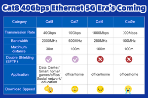 Cat8 Flat Patch <b>Cord</b> 40Gbps Pure Copper OFC <b>Braided</b> Metal RJ45 High Speed LAN Cable for AI Data Center Gaming PC Telecom - Product Image 5
