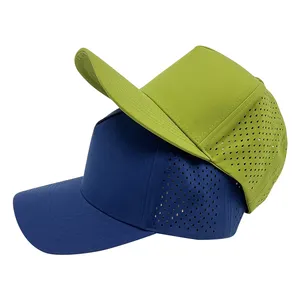 Gorra de camionero de rendimiento de 5 paneles personalizada, gorra perforada cortada con láser, gorra de Golf para exteriores, gorra de béisbol deportiva impermeable para hombre