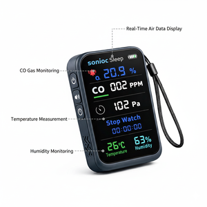Dispositivo Portátil con Sensor de Oxígeno <span class=keywords><strong>O2</strong></span> y Monóxido de Carbono CO, Pantalla de Temperatura y Humedad, Interruptor Inteligente Android/Wi-Fi, Plástico - Product Image 3