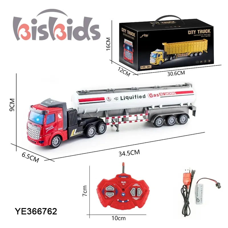 Hot Sale Kinder Heizöl Hauler Automodell mit Lichtern Fernbedienung Anhänger Batterie betriebener 4-Kanal-Tankwagen mit leichtem Semi