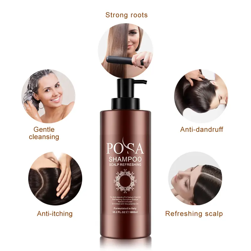 1000ML Kostenlose Probe Natural Pure Herbal Anti Itchy Shampoo Aloe Macadamia Öl Kopfhaut Anti Schuppen Sanftes Reinigungs shampoo