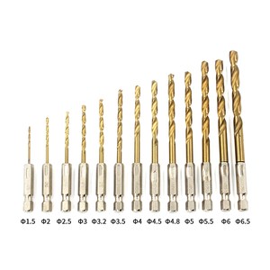 Jeu de 13 forets hélicoïdaux à tige hexagonale 1,5-6,5 mm en acier rapide HSS revêtu pour le bois, le plastique, l'aluminium, le fer, outils de perçage DIY - Product Image 5