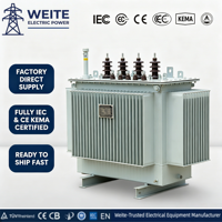 Transformateur de distribution triphasé immergé dans l'huile 400 kVA 10 kV/0,4 kV à enroulement en cuivre certifié ISO9001 Protection IP54 complète