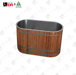 Baignoire <span class=keywords><strong>de</strong></span> trempage froid commerciale Vapasauna, ovale, en acier inoxydable, avec <span class=keywords><strong>armoire</strong></span> en cèdre rouge, sans refroidisseur, <span class=keywords><strong>pour</strong></span> usage extérieur - Product Image 4