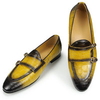 Mocassins Homme en Cuir Véritable Souples à Enfiler – Chaussures Décontractées, de Bureau, de Cérémonie ou de Soirée, Imprimées, à Boucle Réglable, Plusieurs Couleurs