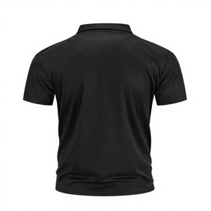 Men's Black Blue Color Blocked Short Sleeve for Shirt Knitted Quick Dry Casual Regular Fit Button Design Front Logo 100% Cotton - Product Image 4