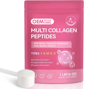 Péptidos de Colágeno OEM en Polvo Tipos I, II, III, V, X, Suplementos de Colágeno Hidrolizado, Ácido Hialurónico, Colágeno de Animales Alimentados con Pasto - Product Image 1