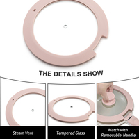 Couvercle en verre de 20 cm avec rebord en silicone trempé et gel de silice, anti-débordement pour casseroles et poêles, avec trous de drainage, pièce d'ustensile de cuisson