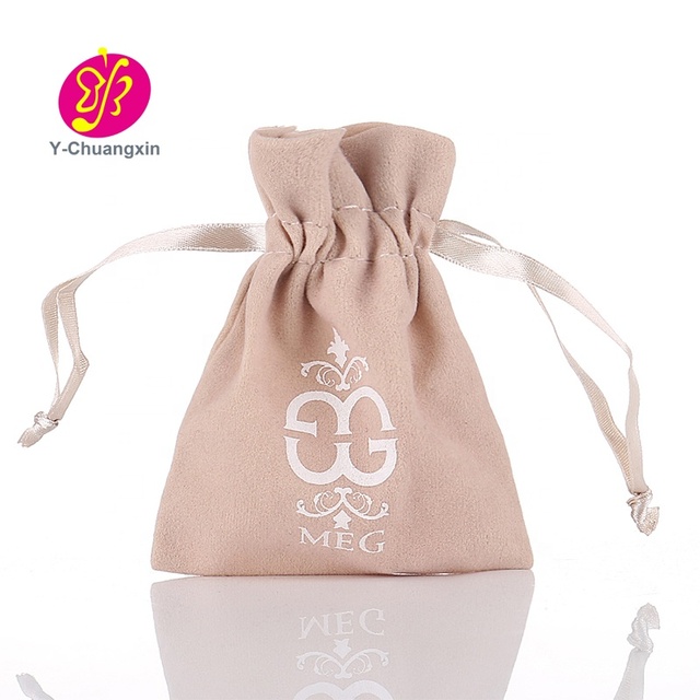 Wholesale Suede Velvet Pouch Jewelry Drawstring Bag With Printed Logo