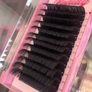 Gevşek alt kolay fanned 0.03mm mega hacim uzatma yumuşak mat siyah mix lashes tepsiler kabarık kaşmir hacmi kirpik uzatma