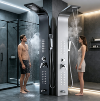 Ensemble de panneaux de douche en acier inoxydable 304, montage mural, 5 modes de pulvérisation, système de douche pour salle de bain à domicile, augmentation du débit d'eau, personnalisable