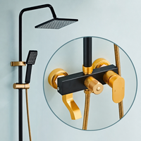 Ensemble de robinets de douche à double commande chaud/froid en aluminium noir mat à montage mural pour salle de bain moderne
