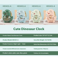 Horloge de bureau dinosaure, veilleuse couleur chaude, réveil sonore, décoration de bureau, de chevet, de pause déjeuner et de chambre