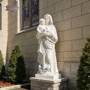 Statue de la Vierge <span class=keywords><strong>Marie</strong></span> avec l'Enfant en marbre grandeur nature TREVI, sculpture religieuse pour l'extérieur, église, jardin - Product Image 6