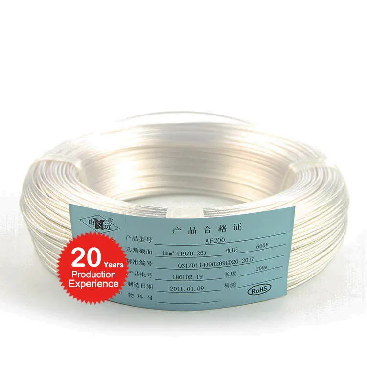600v 200 degree AF200 high temperature braid FEP clear insulated wire