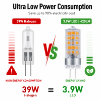 Ampoule LED AC/DC 12V 3.9W 420LM Ra>80 à courant constant sans scintillement 30 LED 2835 Culot G4 Température de couleur multiple pour usage hôtelier