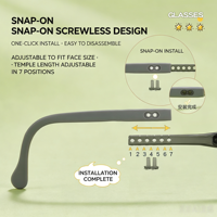 Montures de lunettes pour enfants 2072 réglables, antidérapantes, en silicone ultra-léger TR