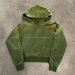 Sudadera con capucha informal unisex de algodón French Terry, con efecto desgastado vintage, lavado ácido, oversize, con cremallera, para hombre, venta al por mayor y personalizada. - Product Image 1