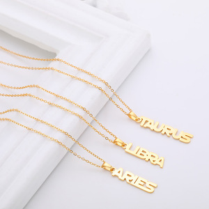 Collier personnalisé avec signe du zodiaque en acier inoxydable plaqué or 18K pour femmes, astrologie, 12 constellations, Horoscope, étoile - Product Image 3