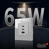 Prise en verre d'alimentation USB à charge super rapide Touchmi 65W avec prise USB murale de type A + type C