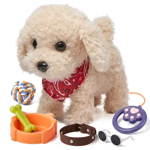 Tumama Kids Plush Golden Retriever Toy Puppy Electronic Interactive Pet Walking Dog With Remote Control Barking Walking Dog