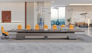 Phòng họp văn phòng hiện đại 14 16 18 20 22 chỗ ngồi sang trọng thông minh hình vuông bàn họp gỗ lớn dài dành cho giám đốc điều hành - Product Image 3