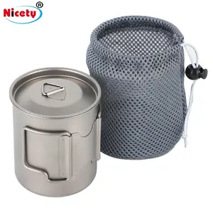 Titanium Coffee Mug With Lid Folding Handle For Camping Hiking Travelling Backpacking Climbing Outdoor