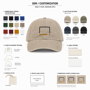 Cappellino da papà in cotone lavato stile museo moderno, con logo ricamato personalizzato, ideale come regalo OEM per gallerie d'arte e negozi. - Product Image 4