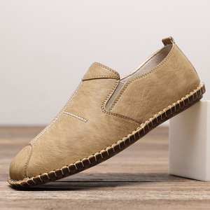 Mocasines de cuero para hombre, color caqui, tacón bajo, transpirables, informales, para negocios y uso diario - Product Image 1