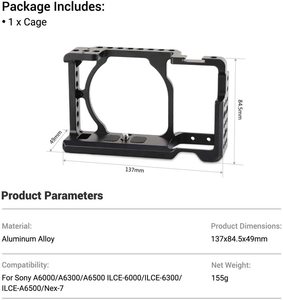 Pour SmallRig en alliage d'aluminium caméra Cage plate-forme pour Sony A6500 A6300 A6000 ILCE 6000 Nex 7 Shoe Mount Thread Trous <span class=keywords><strong>1661</strong></span> - Product Image 5