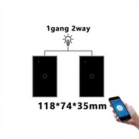 Interrupteur intelligent à commande vocale Wi-Fi 2,4 GHz de style graffiti standard 118 mm avec panneau en verre trempé à double commande