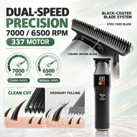 Alat Cukur Rambut Profesional 2-Kecepatan Tanpa Kabel 1200mAh Isi Ulang Tipe-C dengan Pisau Keramik dan 3 Sisir Pandu untuk Penggunaan Rumah Tangga dan Hotel