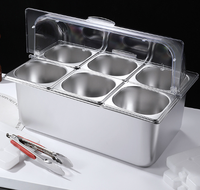 Peralatan Dapur Komersial Terbaik XY, Penghangat Makanan Buffet Bain Marie Multi Kompartemen Stainless Steel Dengan Tutup Transparan