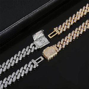 Wholesale 8mm Cuban <b>Chain</b> Flap Buckle Single Zircon Men's <b>Copper</b> Cuban <b>Chain</b> Necklace Bracelet - Product Image 4