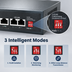 Switch PoE Gigabit 8 ports avec 2 ports Uplink Gigabit IEEE802.3 AF/AT, Switch PoE intelligent AI, extension VLAN 250m pour caméra IP CCTV - Product Image 5