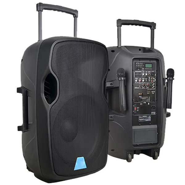 Genauigkeit Pro Audio CMB15AVX 120W tragbarer Wagen Drahtlose Batterie Kunststoff Außen lautsprecher mit aktiver Strom versorgung 15 Zoll