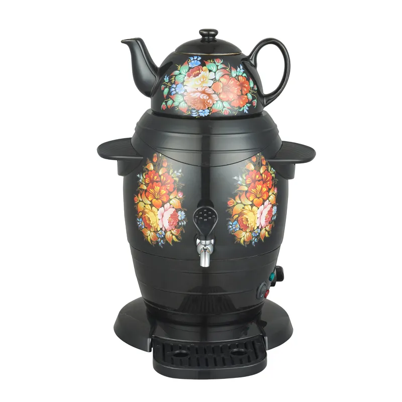 Samovar-tetera eléctrica portátil de 3L, tetera eléctrica con estampado de flores turcas, musulmanas, paintadas, de Samovar