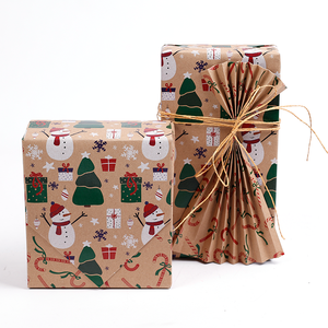Wholesale 80g Double-Sided Kraft Print Christmas Custom 43cm X 10m Metallic <b>Paper</b> Roll <b>Wrapping</b> <b>Paper</b> for Packaging - Product Image 1