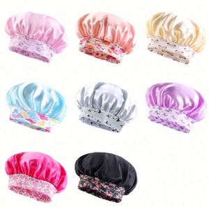 Vente en gros de bonnets en satin pour enfants unisexes avec logo personnalisé, bandes élastiques réglables, motifs de dessins animés pour toutes les saisons - Product Image 2