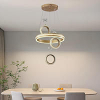 Lampe suspendue LED ronde à hauteur réglable, en fer, aluminium, abat-jour en gel de silice, télécommande à intensité variable, éclairage de salle à manger