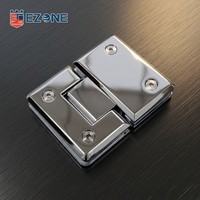 Vente directe usine Charnière de porte de douche en verre en acier inoxydable CE à 180 degrés, charnière à pince robuste personnalisée pour porte de salle de bain