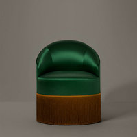 Chaise d'appoint rembourrée haut de gamme avec frange de garniture Chaise longue de salon design unique Chaise de canapé en velours nordique à pompon