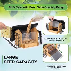 Çift <span class=keywords><strong>Suet</strong></span> kafes ve büyük tohum kapasitesi ile açık havada ahşap kuş besleyici için asılı ahşap kuş besleyici - Product Image 3