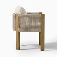 Ensemble de chaises de jardin d'extérieur en bois avec dossier en corde et table longue 6 places, chaise de salle à manger, meubles en teck