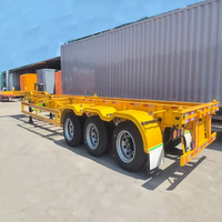 Semi-remorque plateau à fond plat de haute qualité, 20-53 pieds, 2-5 essieux, capacité maximale de 60 tonnes, pour conteneurs, vente de marque