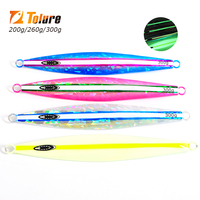 Tolure – Offre Spéciale : Leurre de pêche en métal avec revêtement lumineux pour eau salée, type Slow Pitch Jigging, 200g, 260g, 300g