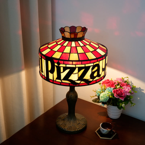 Miễn Phí Nhiệm Vụ Cổ Điển Độc Đáo Đẹp Phong Cách Hiện Đại Tiffany Phong Cách Bảng Đèn Pizza Hut Nhà Hàng Kính Màu Bàn Đèn - Product Image 4