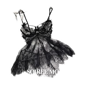 Sexy lace seductive underwire push-up see-through nightgown hot open-crotch uniform set - Product Image 1