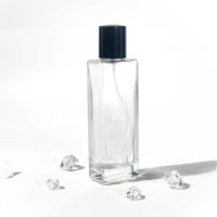 Flacon de parfum en verre rectangulaire de haute qualité 100 ml, nouveau design, vaporisateur, atomiseur pour soins de la peau, flacon d'huile essentielle de luxe